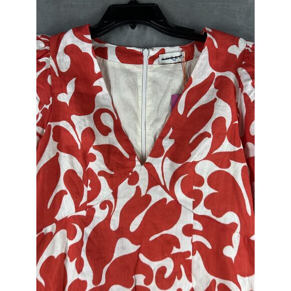 Rhode Mariana Floral Linen Minidress Size 2 Red White - Picture 5 of 10